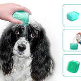 ELEGX Pet Grooming Bath Massage Brush with Soap and Shampoo Dispenser Soft Silicone Bristle for Long Short Haired Dogs Cats Shower (Yellow)