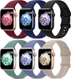6 Pack Sport Bands Compatible with Apple Watch Band 38mm 40mm 41mm 42mm 44mm 45mm 49mm 46mm,Silicone Waterproof Strap for iWatch Apple Watch Series 11 10 9 Ultra 8 7 6 5 4 3 2 1 SE Women Men