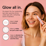 grace & stella Under Eye Brightener with Rose Quartz Rollerball - Centella Asiatica & Caffeine Under Eye Serum for Dark Circles & Puffiness - Travel Essentials, Gifts for Women, Vegan (15ml/0.51floz)