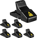 Feeke M01-6Pack Mouse Traps, ABS Plastic and Stainless Steel, 3.9 x 1.7 x 2.0 in, Quick Effective Sanitary Safe Mousetrap Catcher, 6 Pack