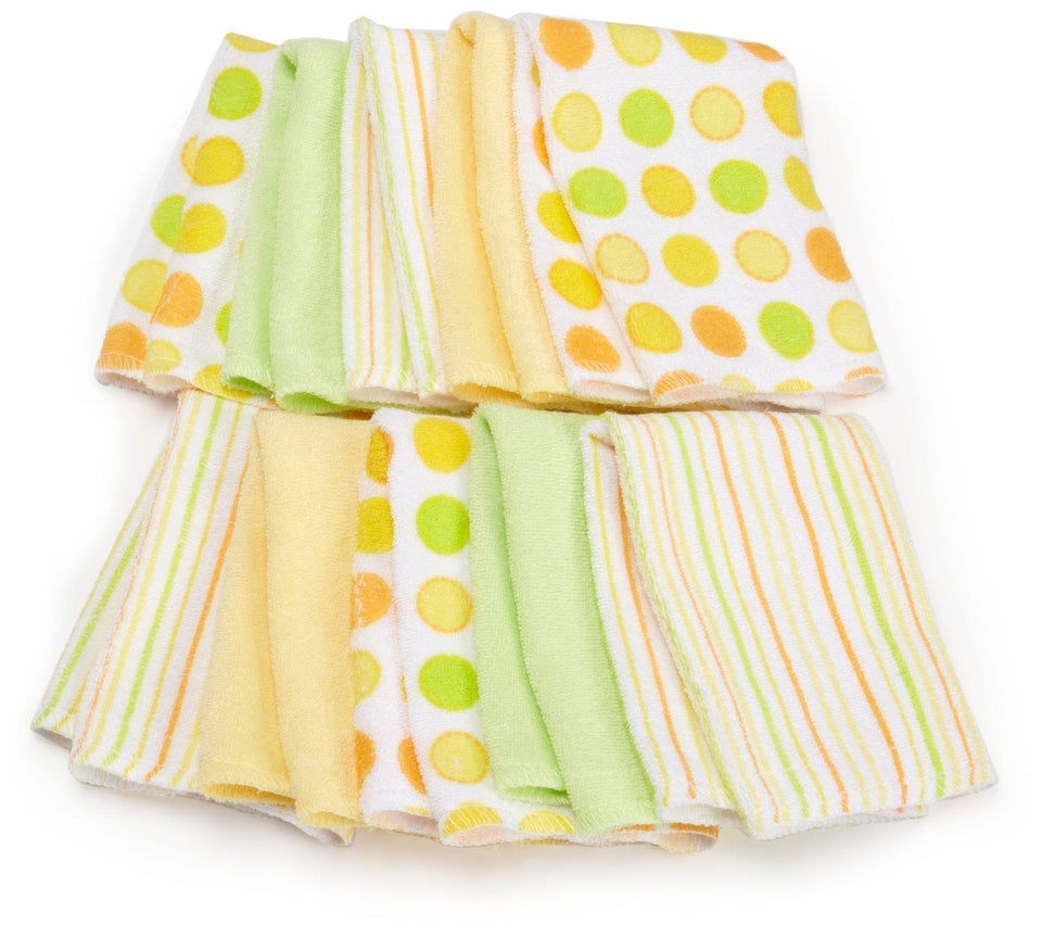 Spasilk newborn washcloths, 10-pack, 80% cotton, 20% polyester, 9x9 inches, various colorful prints