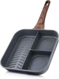SENSARTE Nonstick Grill Pan for Stove Tops, Versatile Griddle with Pour Spouts, Square Big Cooking Surface, Durable Skillet Indoor & Outdoor Grilling. PFOA Free, 9.5 Inch