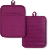 KitchenAid Ribbed Soft Silicone Pot Holder 2-Pack Set, Milkshake Tan, 7"x9"