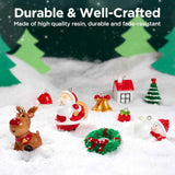 Mini Christmas Ornaments, Sooez Set of 24 Cute Miniature Resin Christmas Tree Ornament Figures Advent Calendar Fillers, Durable & Well-Crafted 3-D Figurines with Gold Loops for Easy Hanging