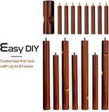 Solid Wooden Coat Rack Freestanding, New Zealand Pine Coat Tree with 8 Hooks & 3 Adjustable Sizes for Coats, Hats, Handbags and Scarves, Space Saving for Entryway/Office/Bedroom (Brown)