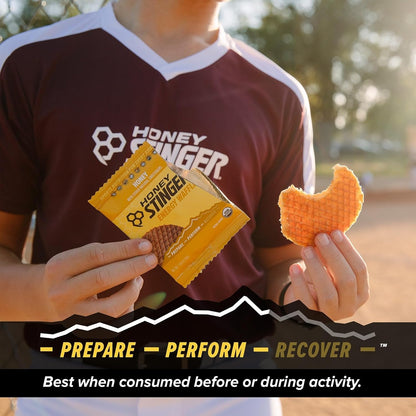 Honey Stinger Organic Honey Waffle, Energy Stroopwafel for Exercise, Endurance and Performance, Sports Nutrition for Home & Gym, Pre and Post Workout, Box of 16 Waffles, 16.96 Ounce (Pack of 16)