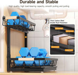 2 Packs Under Sink Organizer, 2026 Upgrade Height Adjustable 2 Tier Under Kitchen Sink Organizer, Multi-Purpose Storage Shelf for Kitchen Bathroom Cabinet (Black)