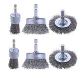 6 Pack Carbon Steel Wire Wheel and Pen Brush Set for Rust Removal, 1/4-Inch Hex Shank