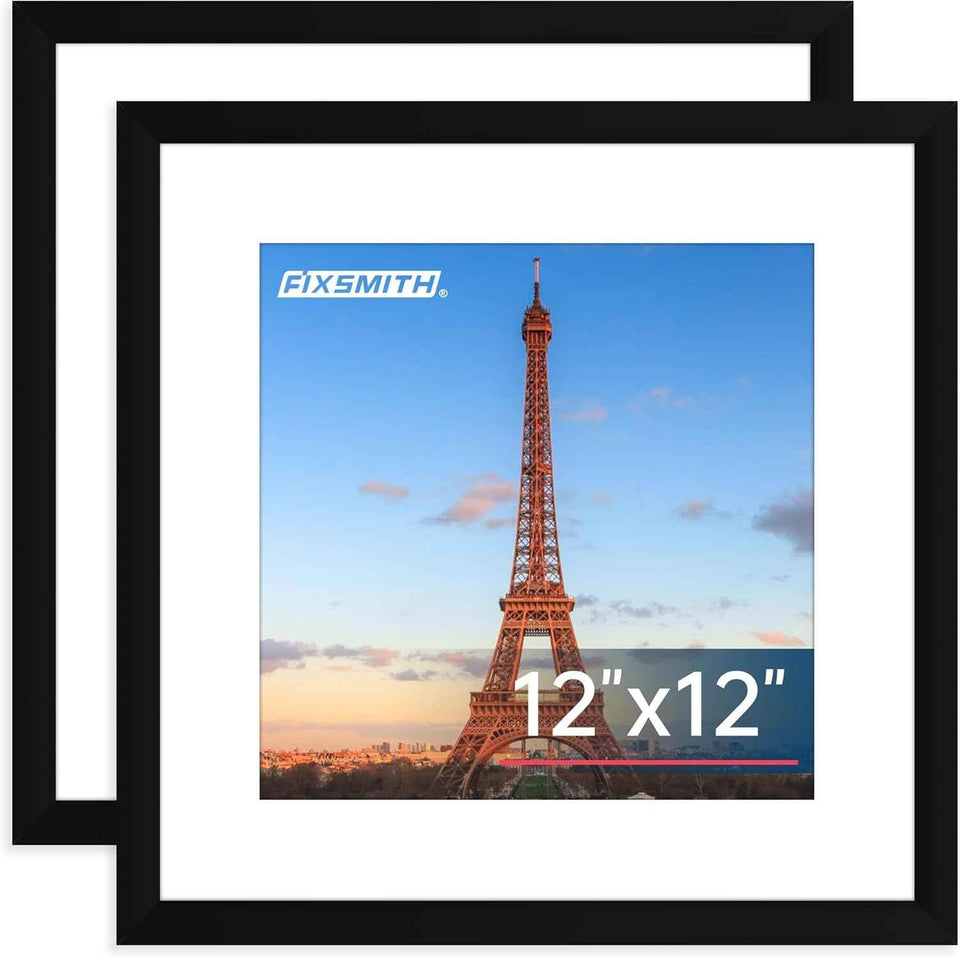 FIXSMITH 8x10 Picture Frame Set of 2, Photo Frame with HD Plexiglass, Display Pictures 5x7 with Mat or 8x10 Without Mat Multi Picture Frames Collage for Tabletop or Wall Display, Black