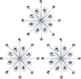 hogardeck Metal Flower Wall Decor, 11inch Silver Metal Jeweled Wall Art Bling Crystal Home Décor, Sun Burst Rhinestone Wall Hanging Diamond Accents for for Indoor, Outdoor, Living Room, Bedroom
