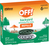 OFF! Backyard Mosquito Repellent Coil Refills, Perfect for Outdoor Patios Country Fresh Scent, 6 Count