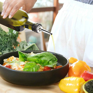 Aozita 17oz glass olive oil bottle dispenser with pourers and funnel for kitchen use
