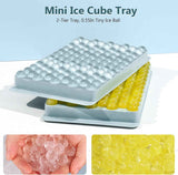 WIBIMEN Mini Ice Cube Trays, Small Tiny Round Pebble Crushed Nugget Ice Trays for Freezer with Lid - Chilling Drinks Coffee Juice(2 Pack/0.55In - Blue)