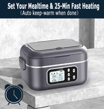 2 x 6.3-Cup Cordless Electric Heated Lunch Box, 100W Rechargeable Portable Food Warmer for Adults Work Travel Car - Battery-Powered & Self-Heating