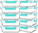KOMUEE 10 Packs 30 oz Glass Meal Prep Containers,Glass Food Storage Containers with Lids,Airtight Lunch Bento Boxes,Microwave,Freezer and Dishwasher,Gray