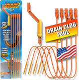 FlexiSnake 18-inch USA-made drain snake for hair clog removal with 5 wands and removable handle