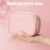 Mini Makeup Bag with Led Mirror, Small Travel Make up Bag 3 Light Modes Adjustable Brightness, for Women Organizer Cosmetic Bag, Portable Travel Train Toiletry Bag, for Pool Parties Work Touch-Ups