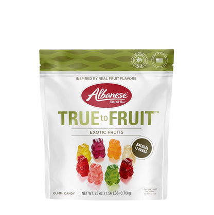 Albanese World's Best True to Fruit Exotic Fruits | 25oz Bag of Candy | 8 Natural Flavors and Colors, Soft Gummy Bears | Fuji Apple and More | Tastes like Real Fruit Picked at the Peak of Ripeness