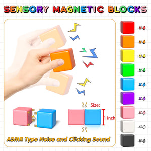 Apluses 54 PCS Magnetic Blocks, Magnetic Building Blocks for Toddlers 3+, Montessori Toys, Magnet Cubes, Preschool STEM Educational Sensory Magnet Toys for Kids Ages 3-5 Year Old Boys and Girls