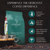lifeboost medium roast coffee 12 ounces usda organic non-gmo single origin low acid