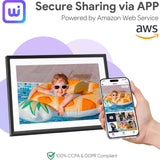 10.1'' digital picture frame with 32gb storage and 1280x800 ips touchscreen for sharing photos and videos