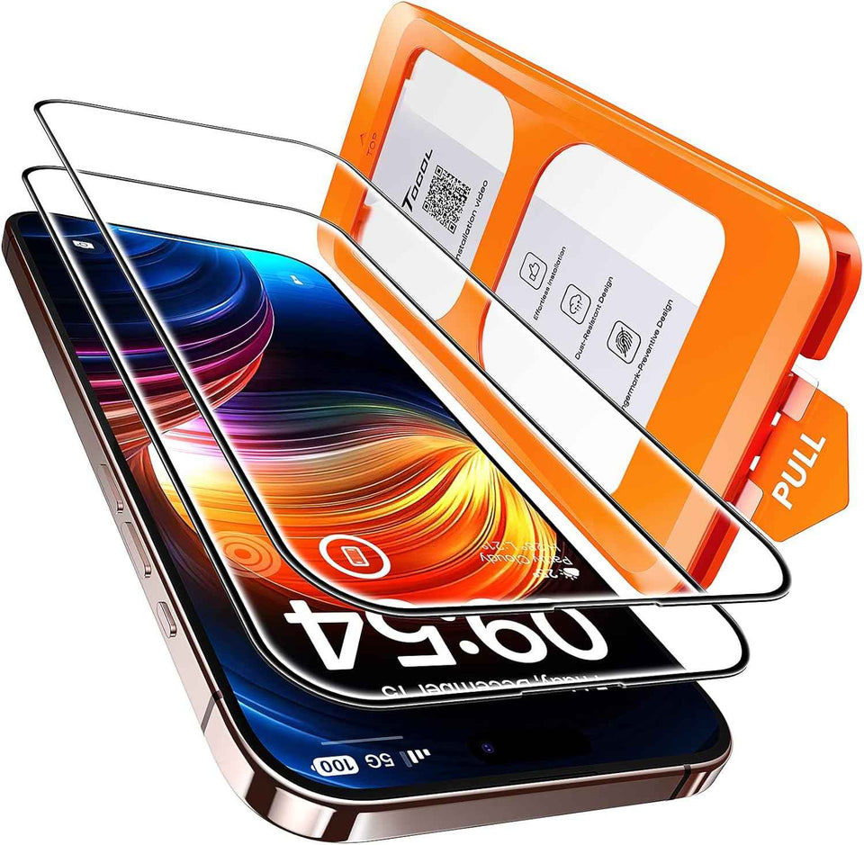 TOCOL for iPhone 17 Screen Protector 6.3 inch 9H Hardness Military Grade Shatterproof HD Tempered Glass for Full Coverage Protection 2 Pack