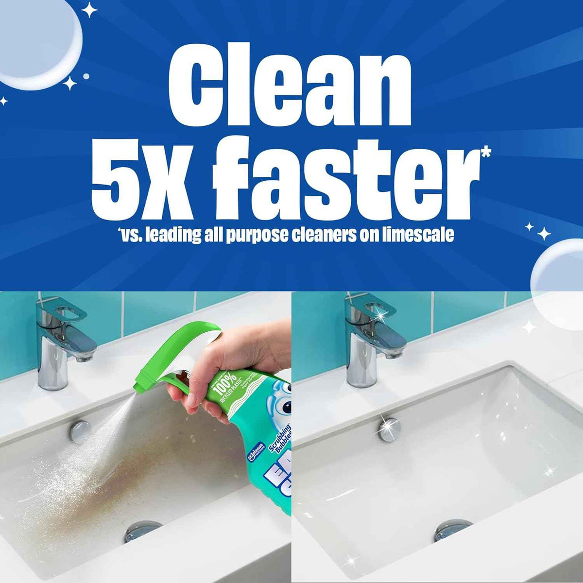 Scrubbing Bubbles Easy Clean Foaming Multipurpose Bleach-Free Bathroom Cleaner, Fast-Acting Foam Cleans Limescale, Dirt and Grime on Showers, Sinks, Toilets, Tiles, Counters, & More, 32oz Spray