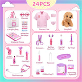 Meland Toy Doctor Kit for Girls, Pretend Play Toy Doctor Set with Dog , Carrying Bag, Stethoscope & Dress Up Costume Gift for Kids Toddlers Ages 3 4 5 6 Year Old for Role Play