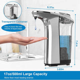 Touchless Automatic Soap Dispenser with Infrared Sensor and 5 Adjustable Soap Levels, 17oz/500ml Silver Finish