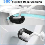 White hamitor curved toilet brush holder set for small rv bathrooms with hidden scrubber and compact design