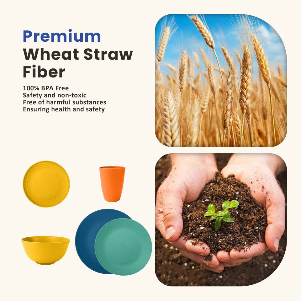 Homienly 40-Piece Unbreakable Wheat Straw Dinnerware Set, Service for 8