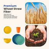 Homienly 40-Piece Premium Wheat Straw Dinnerware Sets, Service for 8, Unbreakable Plates and Bowls Set - Cups Sets, Dinner Plates, Bowls for Kitchen,Dishwasher and Microwave Safe Dishes Set - Multi