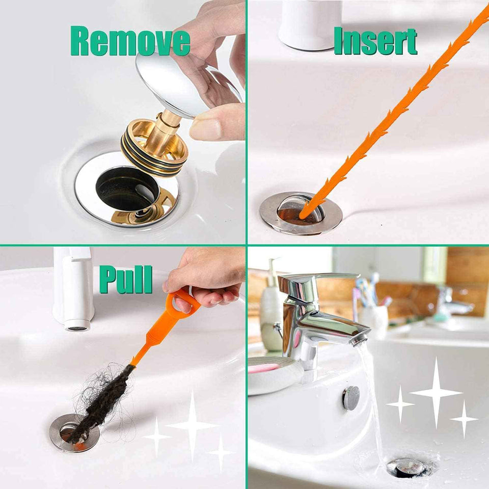 Polypropylene Drain Snake Shower Unclogger Tool 3 Pack Exquisite Packaging