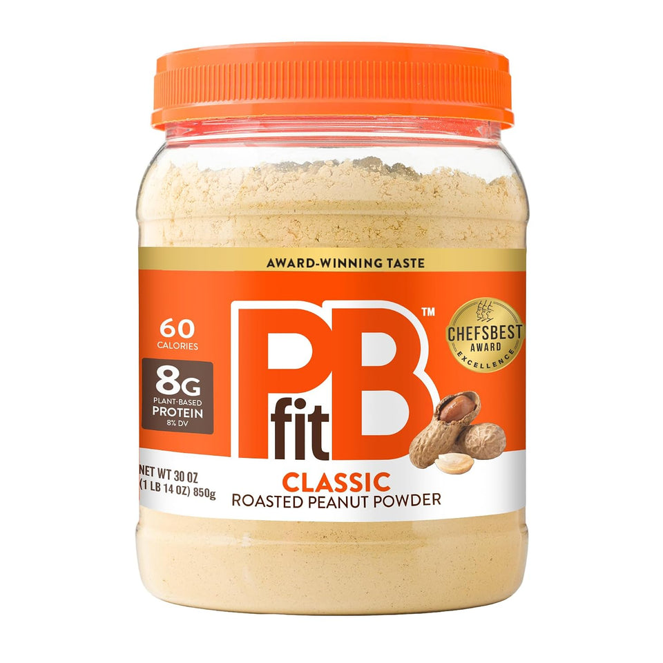 pbfit 30 ounce classic peanut butter powder, powdered peanut butter spread from real roasted peanuts, 8g protein, gluten-free