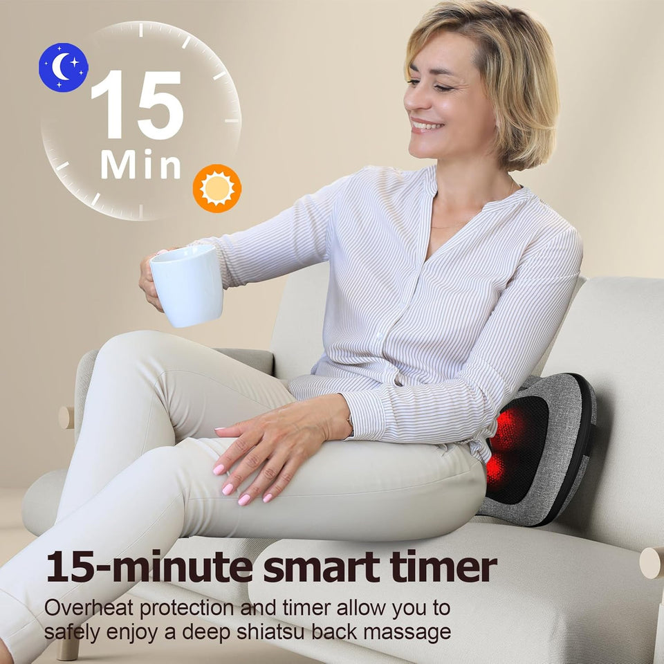 VIKTOR JURGEN Shiatsu Back Massager with Heat – Deep Tissue Massage for Neck, Shoulder, Leg, Upper & Lower Back Pain Relief, Electric Kneading 3D Massage Pillow Gifts for Men Women Dad, Mom, Christmas