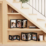 decorUhome Engineered Wood Trifold 4x6 Photo Frame with Plexiglass for Tabletop Display, Black, 3-Picture Frame