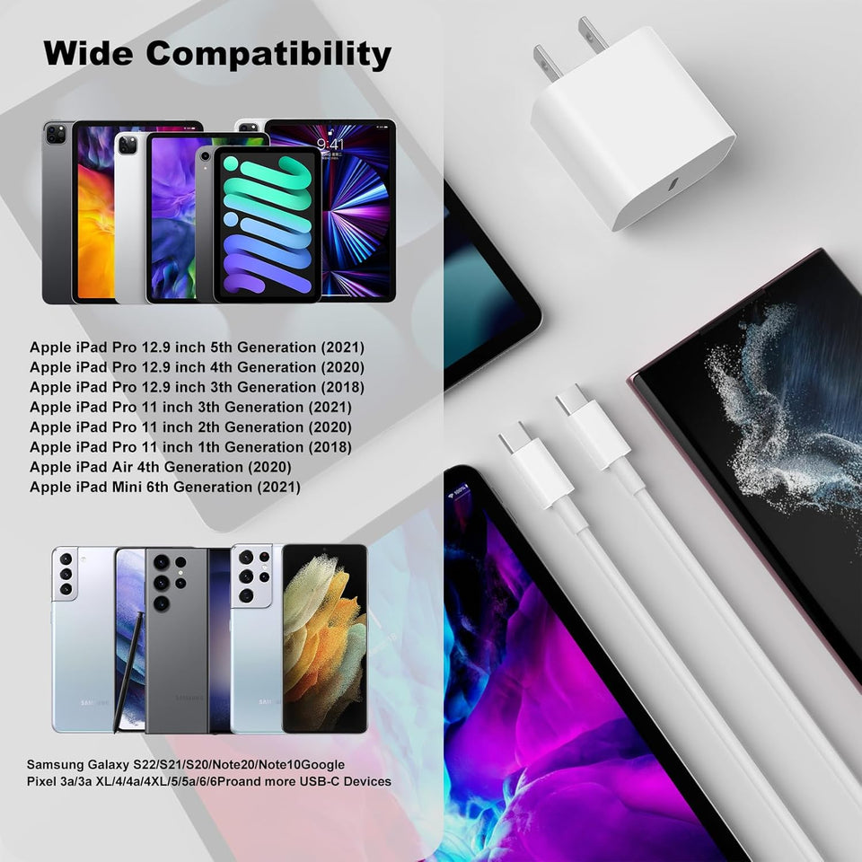 iPhone 17 16 15 Charger Fast Charging,20W Apple iPad USB C Fast Charger,2Pack 6ft USB C Wall Charger Block for iPhone 17/Pro/Pro Max/17 Air/ 16/16 Pro/16 Pro Max/15/Plus/Pro/Pro Max, iPad Pro/Mini - Zynora