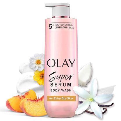 olay super serum body wash for extra dry skin 18.5 fl oz with 5+ ingredient serum complex
