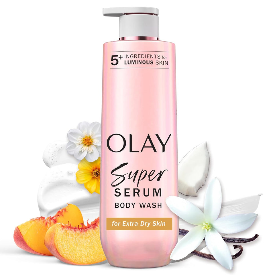 olay super serum body wash for extra dry skin 18.5 fl oz with 5+ ingredient serum complex