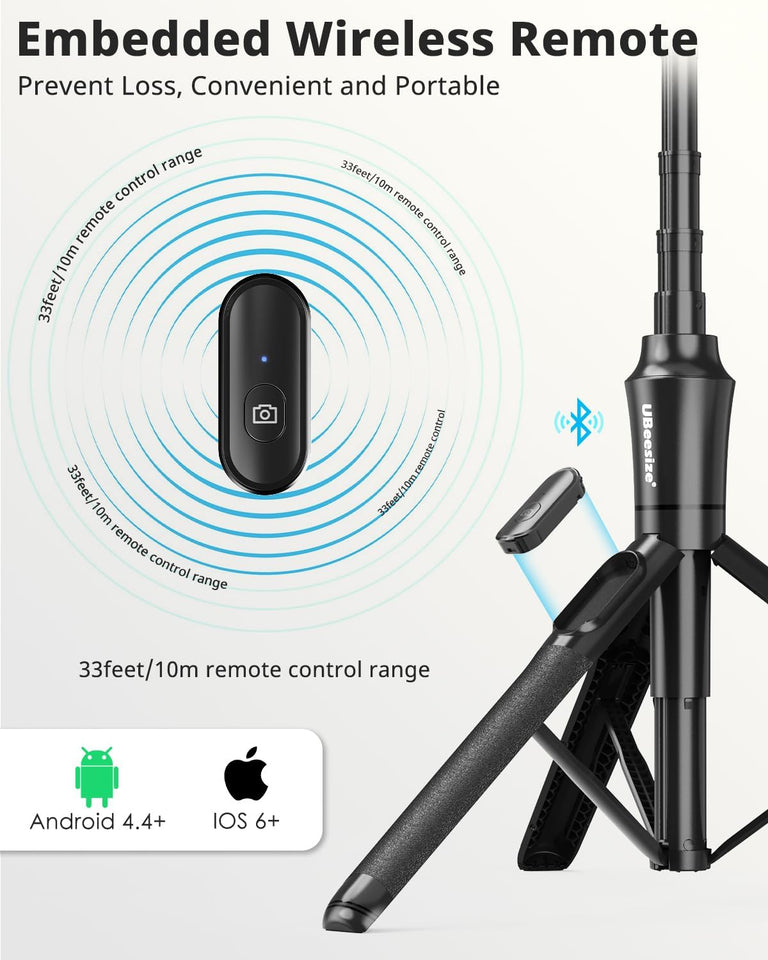 UBeesize 72'' Magnetic Tripod for iPhone with Remote, Extendable Cell Phone Tripod Stand, Compatible with MagSafe, Selfie Stick Tripod for iPhone 15 14 13 12 11 Series and Android Phones