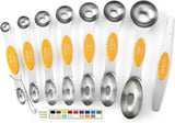 Spring Chef Stainless Steel Magnetic Measuring Spoons Set with Strong N45 Magnets, Heavy Duty Metal Kitchen Gadgets for Baking & Cooking, Fits in Most Kitchen Spice Jars, Set of 8 with Leveler, Black