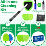 XINDELL Windshield Cleaner Tool – Car Interior Window Cleaning Kit with Extendable Handle & 4 Microfiber Pads, Auto Wiper Inside Windshield Brush for Car & Home Windows