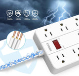 power strip with usb surge protector flat plug 8 outlets 6 usb ports 5ft extension cord wall mountable