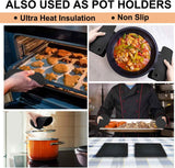 4-pack Walfos silicone trivet mats - heat resistant kitchen pot holders, non-slip hot pads, black