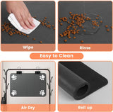 Pet Feeding Mat-Absorbent Pet Placemat for Food and Water Bowl, with Waterproof Rubber Backing, Quick Dry Water Dispenser Mat for Dog and Cat (20"x12", Striped Dark Gray)