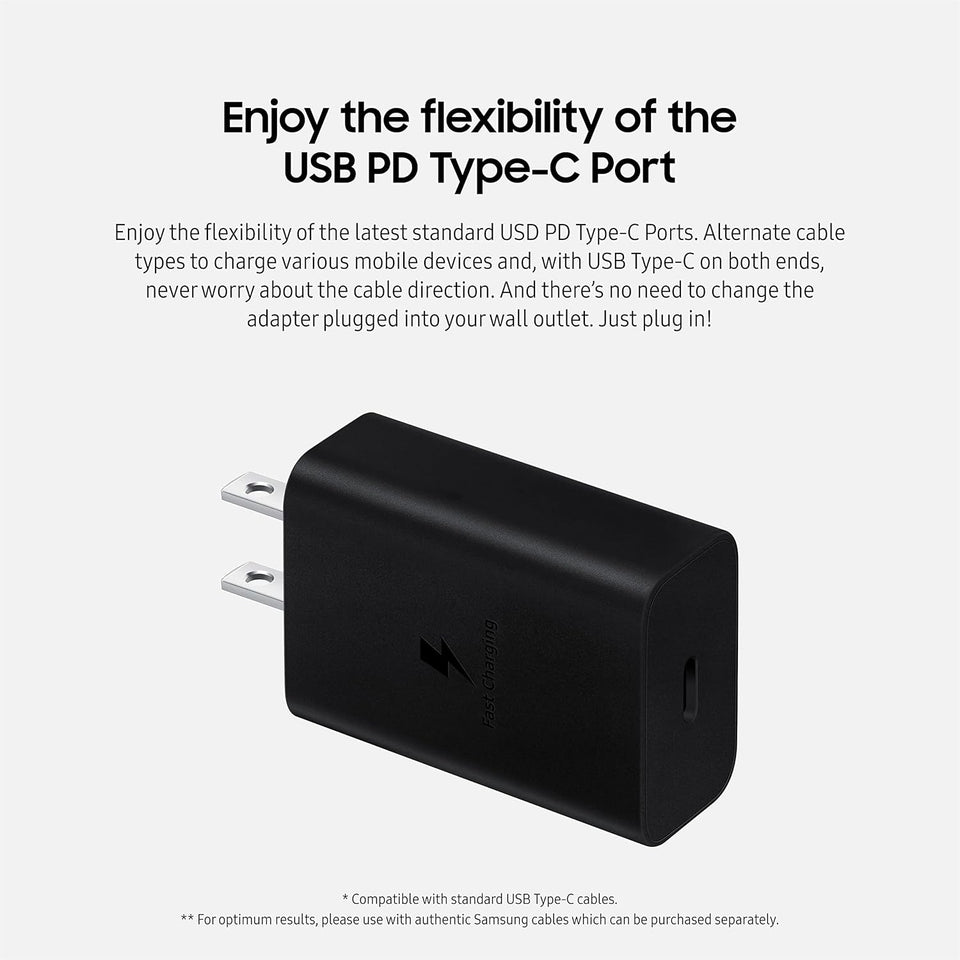 Samsung 15W Wall Charger Type C Only (Cable not Included), Black