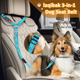 Blue and Black 3 in 1 Pet Dog Car Seatbelt Leash with Retractable Restraint and Adjustable Reflective Bungee Tether