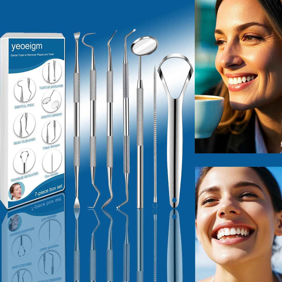 7-piece stainless steel dental kit for personal and pet use