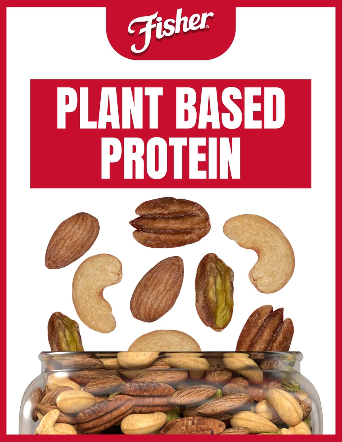 Fisher Oven Roasted Never Fried Deluxe Mixed Nuts, 24 Ounces (Pack of 1), Almonds, Cashews, Pecans, Pistachios, Healthy Snacks for Adults, Made With Sea Salt, No Added Oil, Trail Mix, Gluten Free
