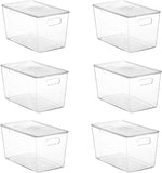 Vtopmart 6 Pack Clear Stackable Storage Bins with Lids, Medium Plastic Containers with Handle for Pantry Organizer and Storage,Perfect for Kitchen,Fridge,Cabinet, Closet,Bathroom Organization